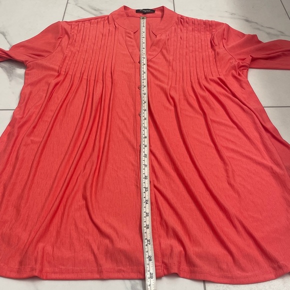 PAPA Vancouver Classic Button Down Pleats  Color Coral/Salmon Long Sleeve Sz L - Picture 12 of 14